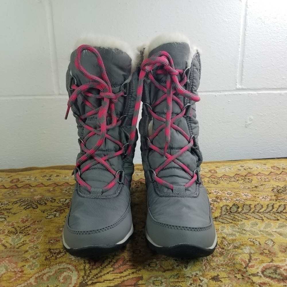 Sorel Whitney tall lace up gray pink winter boots - Picture 6 of 15